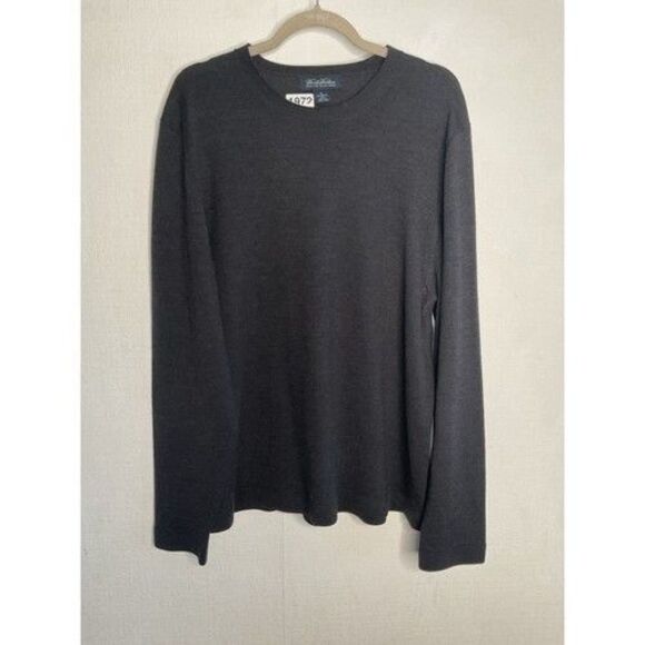 Brooks Brothers 100% Merino Wool Long Sleeve Round Neck Sweater Men Size XL Gray - Picture 1 of 9